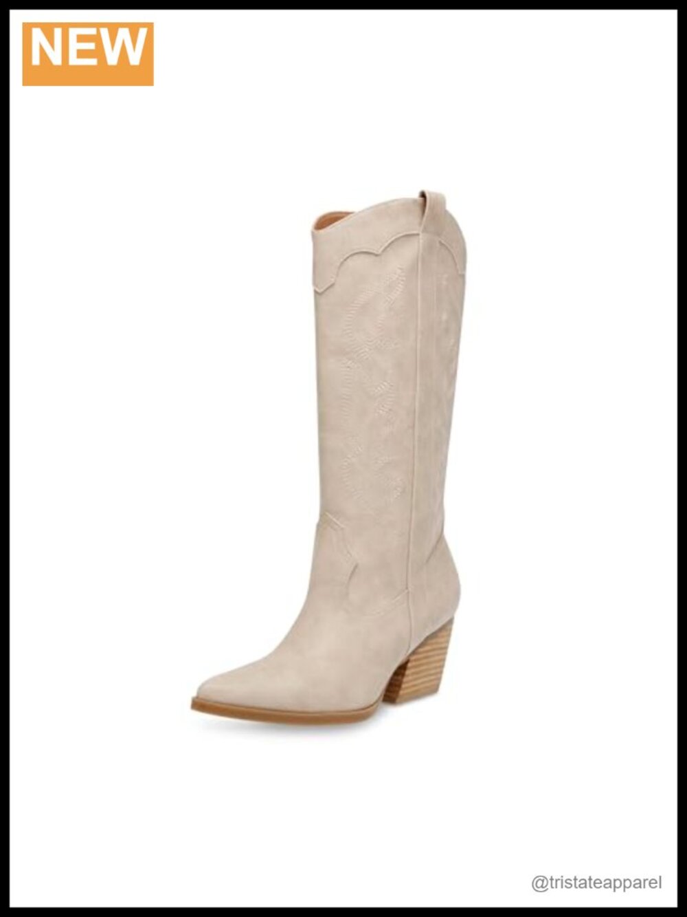 Knee High Equestrian Block Heel Boots with Zip - PU Leather